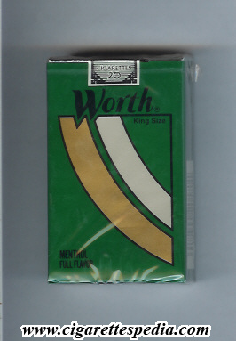 worth menthol full flavor ks 20 s usa