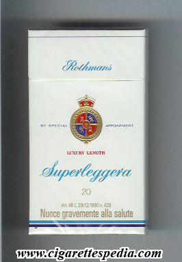 rothmans english version luxery length superleggera l 20 h italy