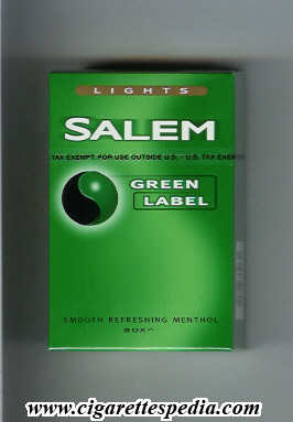 salem green label lights menthol ks 20 h usa